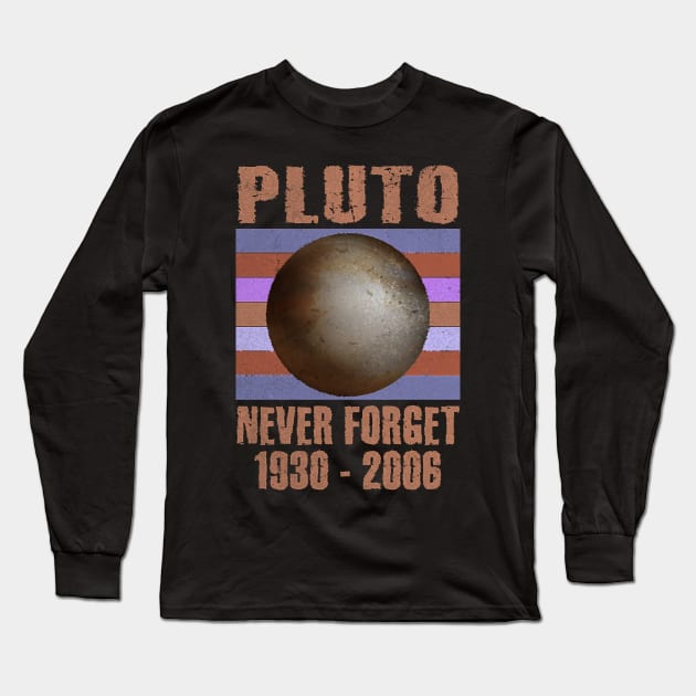 Pluto Never Forget Dwarf Planet Astronomy Long Sleeve T-Shirt by Hopkinson